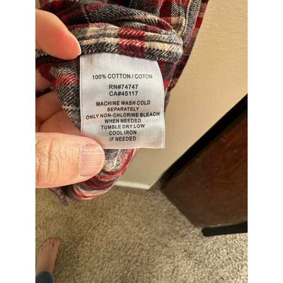 Red Head Mens Red Blue Flannel 2XLT long sleeve button up plaid cotton collared - Picture 4 of 6